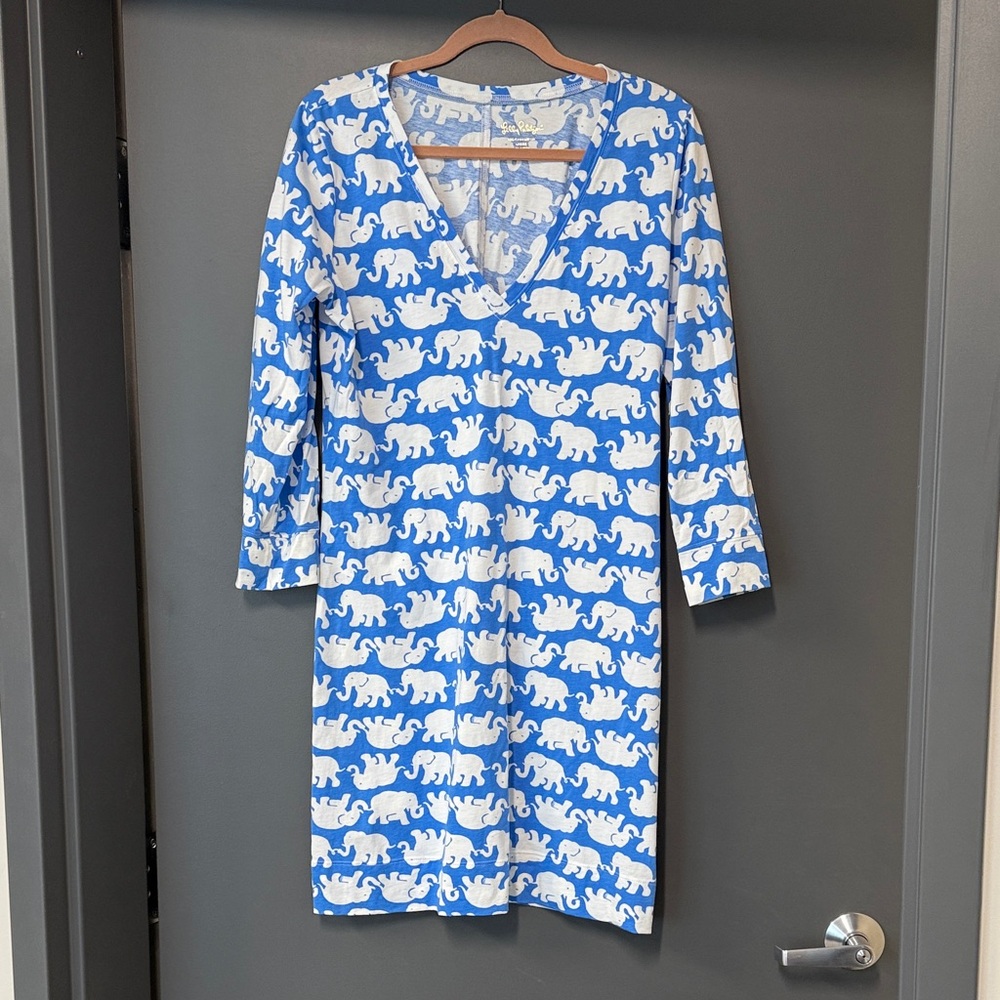 Lilly Pulitzer Blue and White Patterned Fabric-Tusk in Sun